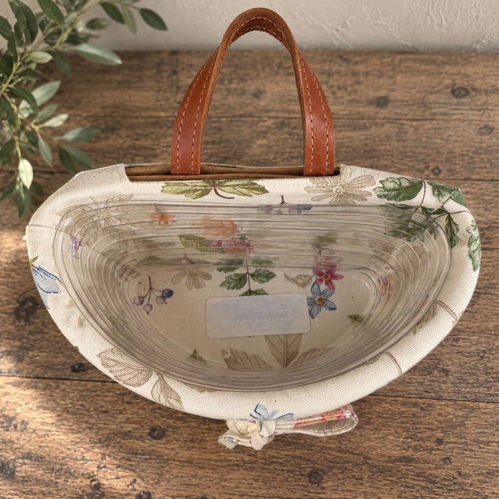 Vintage Longaberger Scalloped Pocket Basket 2006 Floral Liner & Protector - Picture 5 of 7